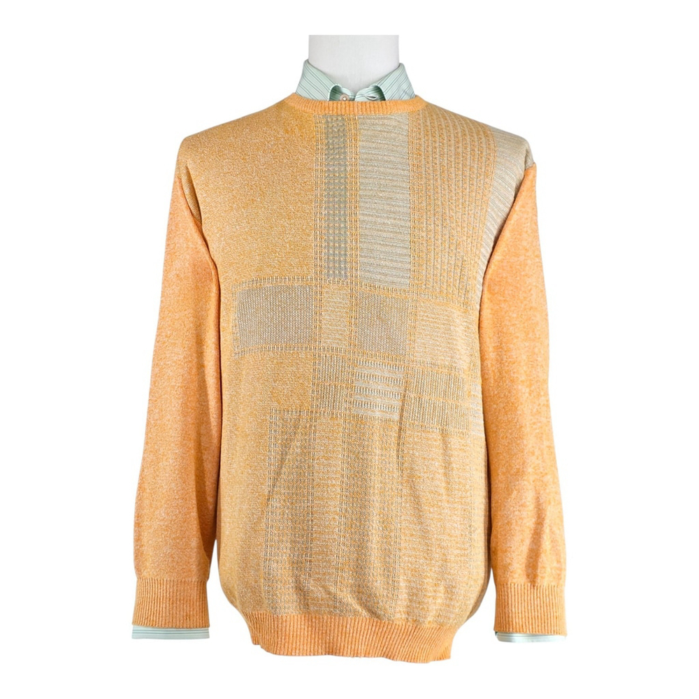 Quiet Luxury Bernardini Knit Sweater Men’s XL Yellow Beige Italian Retro Riviera